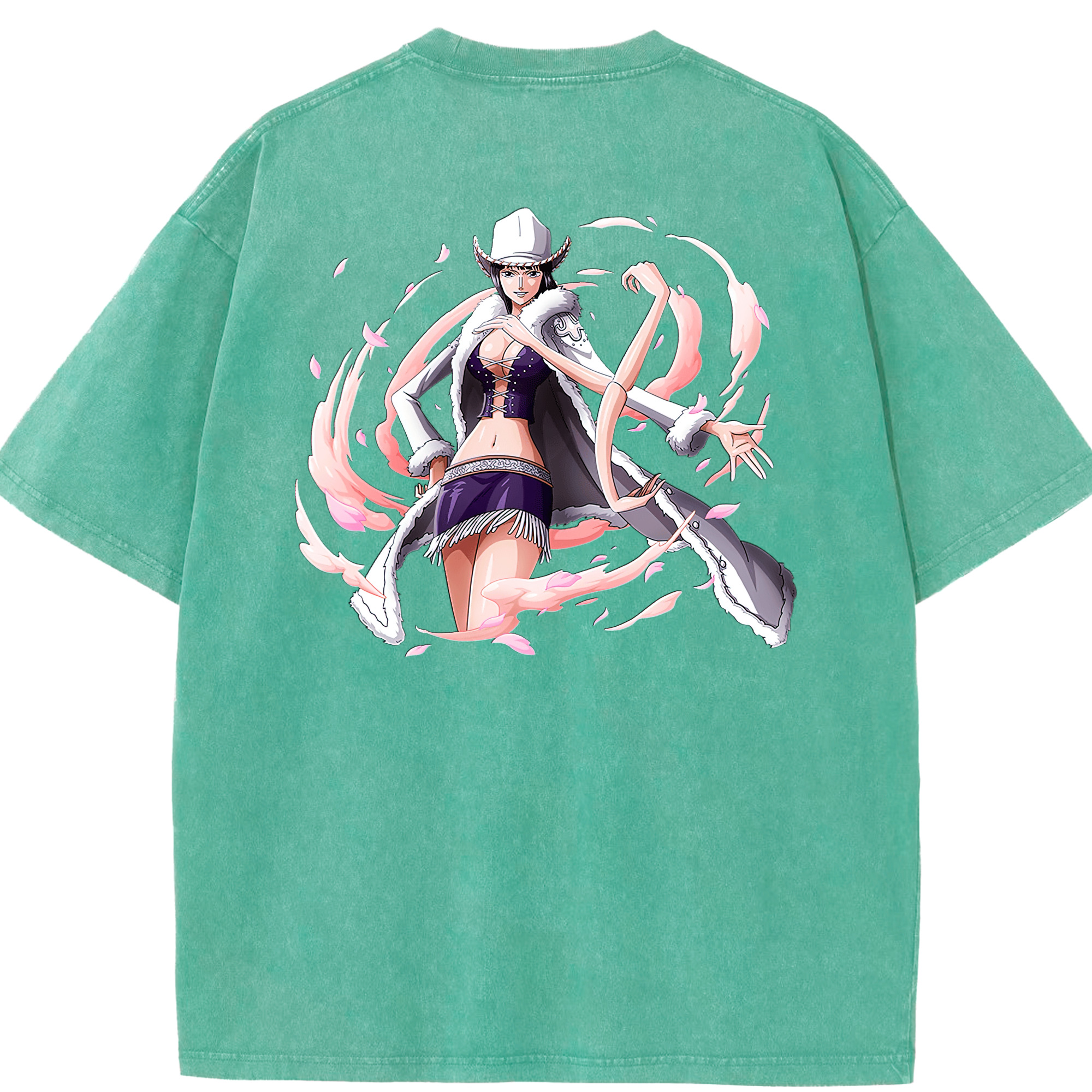 ワンピース ニコ・ロビン ONE PIECE Nico Robin 綿100% ヴィンテージ風 半袖Tシャツ（背面プリント）